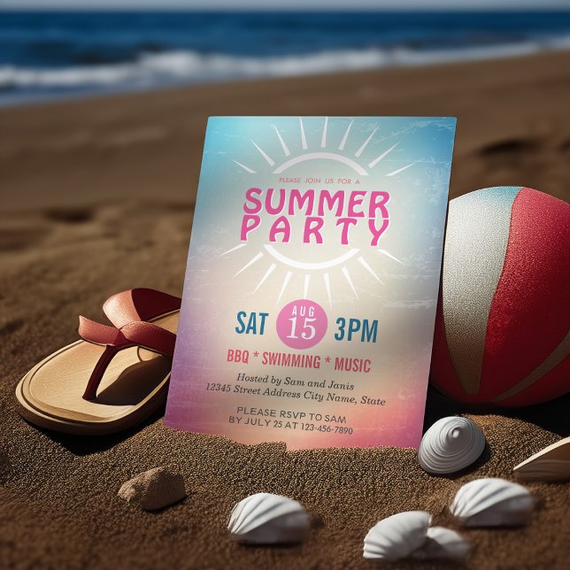 Party för sommar/strand/Bassäng/sommar Bröllop Inbjudningar (Skapare uppladdad)