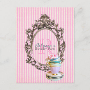 party för tea för blom- muffin för victorian inbjudningar