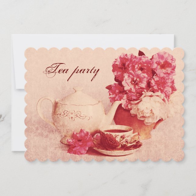 Party för tea för klassikervictoriangrunge inbjudningar (Framsida)
