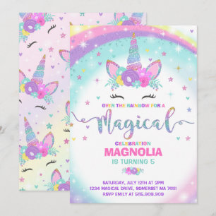 Party för Unicorn för Unicornfödelsedaginbjudan Inbjudningar