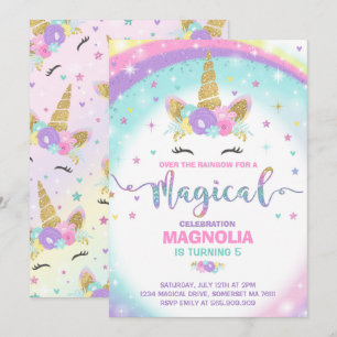 Party för Unicorn för Unicornfödelsedaginbjudan Inbjudningar