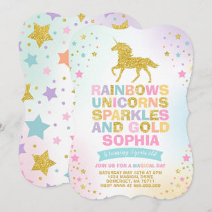 Party för Unicorn för Unicornfödelsedaginbjudan Inbjudningar