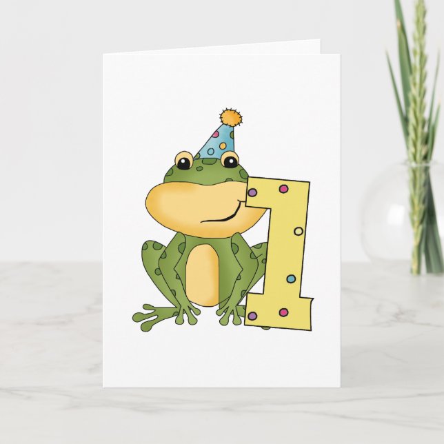 Party Frog 1:a födelsedag T-shirts och gåvor Kort (Framsida)