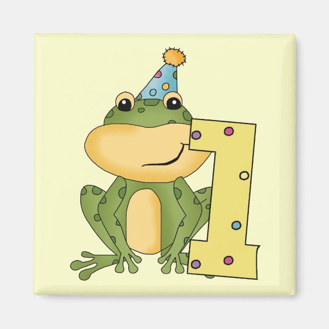 Party Frog 1:a födelsedag T-shirts och gåvor Magnet (Framsidan)