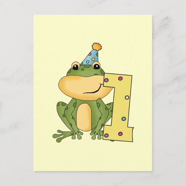 Party Frog 1:a födelsedag T-shirts och gåvor Vykort (Framsida)