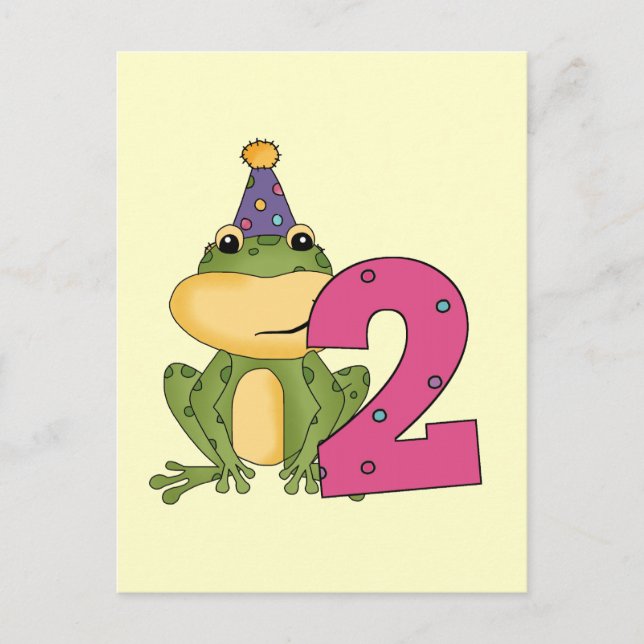 Party Frog 2:a födelsedag T-shirts och gåvor Inbjudan Vykort (Framsida)