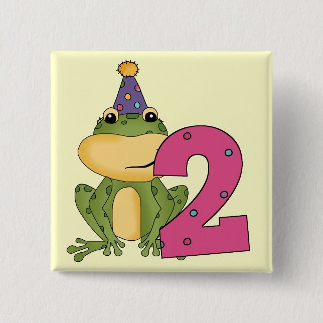 Party Frog 2:a födelsedag T-shirts och gåvor Knapp (Framsida)