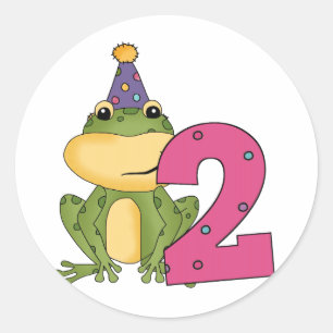 Party Frog 2:a födelsedag T-shirts och gåvor Runt Klistermärke
