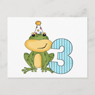 Party Frog 3:e födelsedag T-shirts och gåvor Inbjudan Vykort