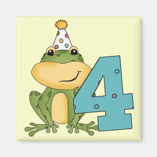 Party Frog 4e födelsedagen T-shirts och presenter Magnet