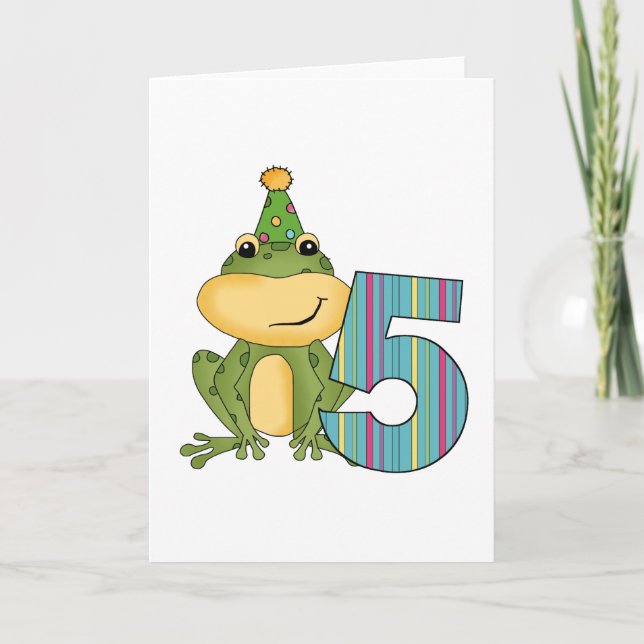 Party Frog 5:e födelsedag T-shirts och gåvor Kort (Framsida)