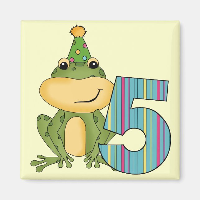 Party Frog 5:e födelsedag T-shirts och gåvor Magnet (Framsidan)