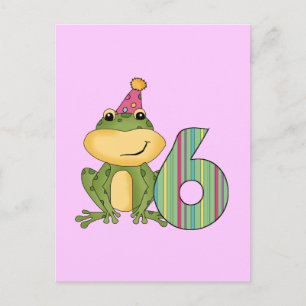 Party Frog 6-års födelsedags T-shirts och presente Vykort