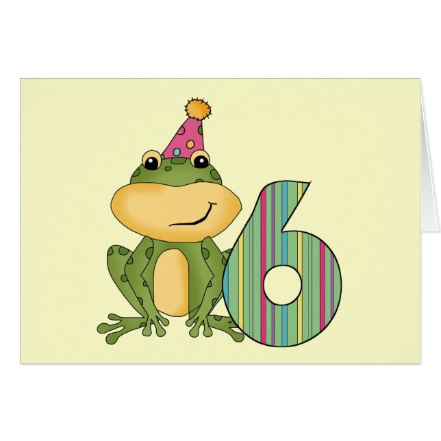 Party Frog 6e Birthday T-shirts and Gifts Hälsningskort (Framsidan Horizontal)