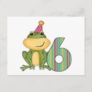 Party Frog 6e Birthday T-shirts and Gifts Vykort