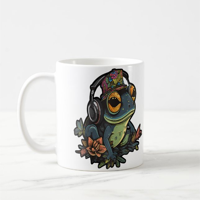 Party Frog Dj Edm Festival Flora Frog Rave Kaffemugg (Vänster)
