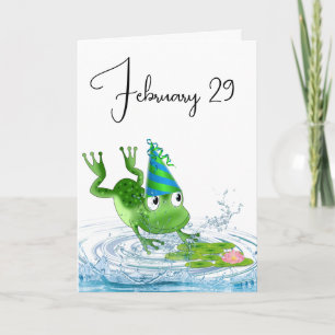 Party Frog for Leap Year Birthday Kort