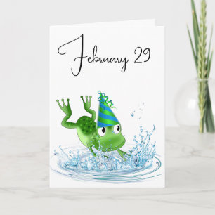 Party Frog for Leap Year Birthday Kort