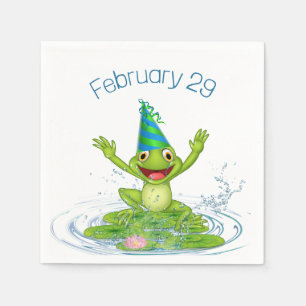 Party Frog for Leap Year Birthday Pappersservett