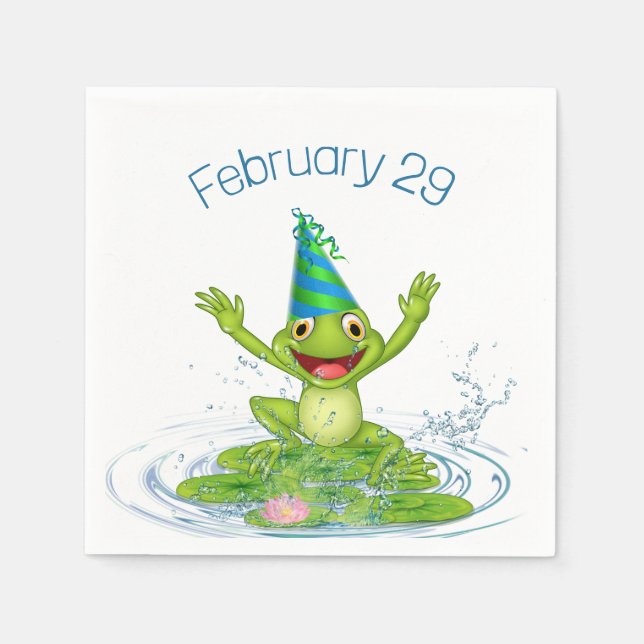 Party Frog for Leap Year Birthday Pappersservett (Framsidan)