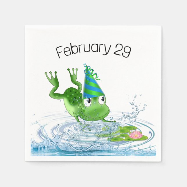 Party Frog for Leap Year Birthday Pappersservett (Framsidan)