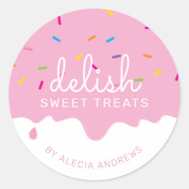 PARTY FROSTING DRIPS söt tårta sprinkles rosa Clas Runt Klistermärke