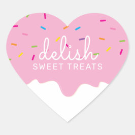 PARTY FROSTING DRIPS söta sprinkles rosa hjärta Hjärtformat Klistermärke