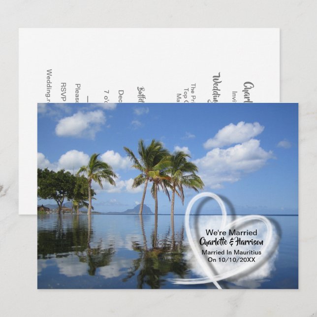 Party gift efter bröllop i Mauritius Inbjudningar (Fram/baksida)