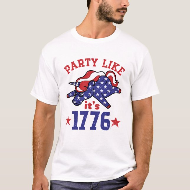 Party gillar att det är 1776 lustigt 4 juli t shirt (Framsida)