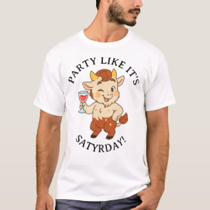 Party gillar dess Satyrday Cute Vin Satyr Mytholog T Shirt