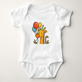 Party Giraffe Baby Tee med ballonger och gigles