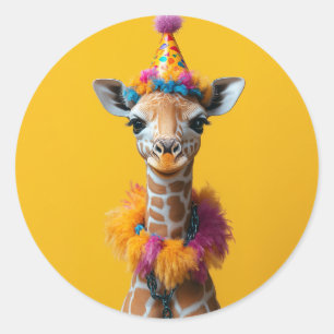 Party Giraffe Extravaganza Runt Klistermärke