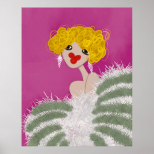 Party Girl Dansar Rosa Glam Fashion Art Poster
