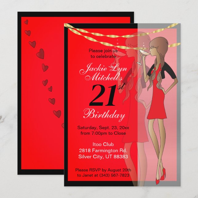 Party Girl Firande Inbjudningar (Fram/baksida)
