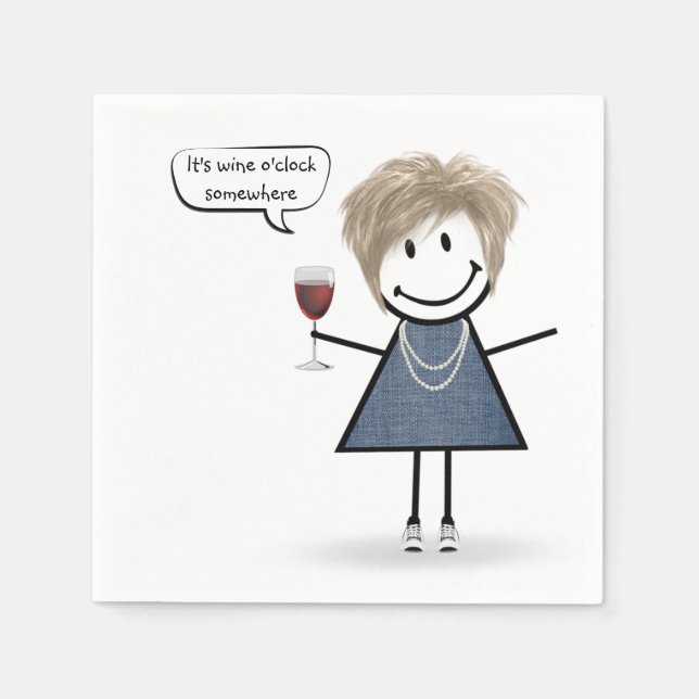 Party Girl med Red Vin Pappersservett (Framsidan)