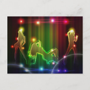 Party Girls Modern Trendig Neon Ljus Vykort