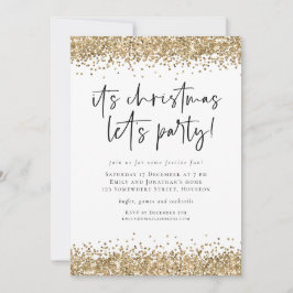 Party Glam guld, jultomten i Glitter Inbjudningar