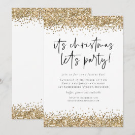Party Glam guld, jultomten i Glitter Inbjudningar