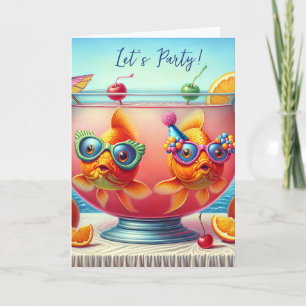 Party Goldfish i en födelsedagsdag Slår Bowl Kort