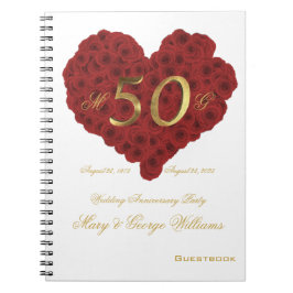 party Guestbook Röd ros under femtioårsjubileet Br Anteckningsbok