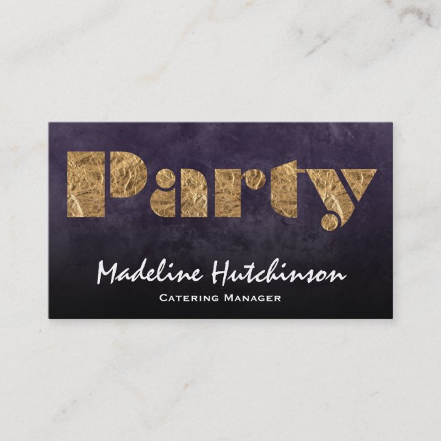Party | Guld och Lila Visitkort (Framsida)
