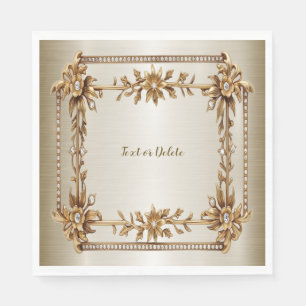 Party Guld Ornate Rectangle Dimond Flowers Shiny Pappersservett