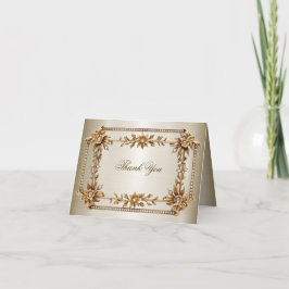 Party Guld Ornate Rectangle Dimond Flowers Shiny Tack Kort