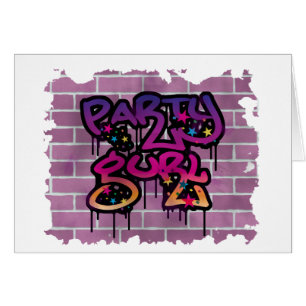 party gurl (flicka) graffiti design hälsningskort