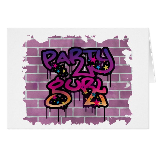 party gurl (flicka) graffiti design hälsningskort (Framsidan Horizontal)