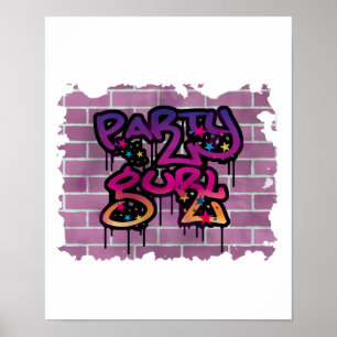 party gurl (flicka) graffiti design poster
