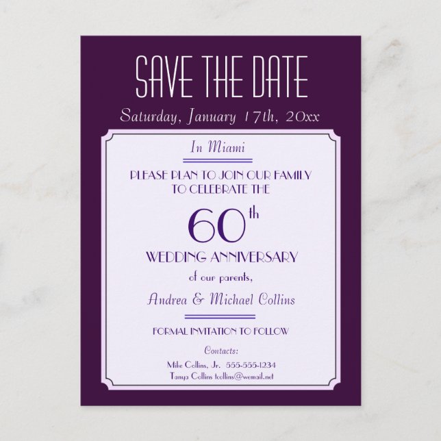 Party, händelse eller återförening Spara datumet i Meddelande Vykort (Framsida)