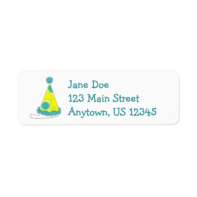 Party Hat Birthday Gott nytt år-årsetiketter Returadress Etikett (Framsidan)