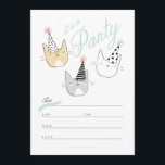 Party Hat Cats Inbjudan<br><div class="desc">En samling söta men märkliga små katter som bär gammaldags party-hattar med polka dots och rand. Perfekt för födelsedag,  samla ihop och andra firande! Illustration från Katherine Elliott www.RiveGaucheCraft.com</div>