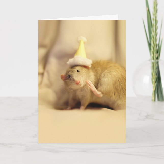 Party Hat Mouse Cute Birthday Inbjudan (Framsida)